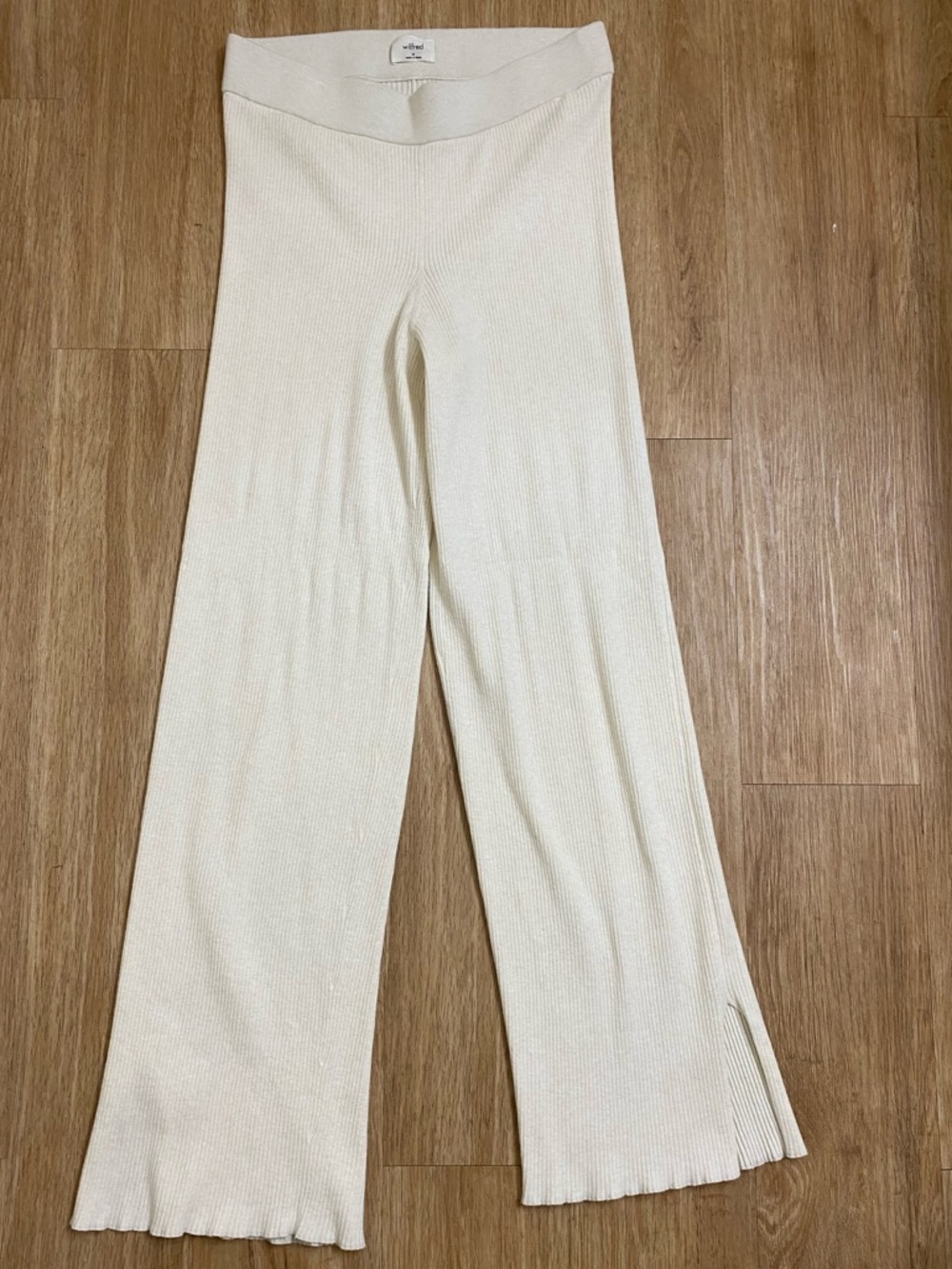 Wilfred Cream Wide-Leg Ribbed Knit Pants